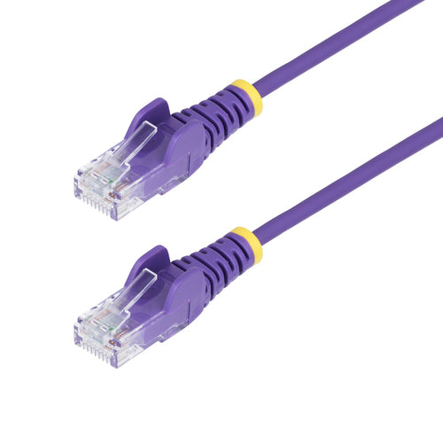 StarTech.com 9in Purple Slim CAT6 Ethernet Cable, Snagless, 100W PoE, UTP, LSZH, 28AWG Pure Bare Copper Wire, Slim RJ45 Network Patch Cord w/Strain Reliefs, Individually Tested